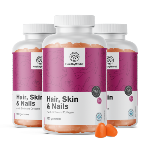 3x Hair, Skin & Nails – Gommose per capelli, pelle e unghie, totale 360 caramelle gommose