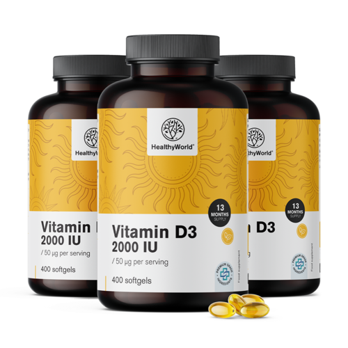 3x Vitamina D3 2000 UI, totale 1200 capsule molli