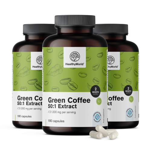 3x Caffè verde 21.000 mg - estratto 50:1, totale 540 capsule