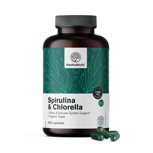 Spirulina e clorella 1740 mg, 240 capsule
