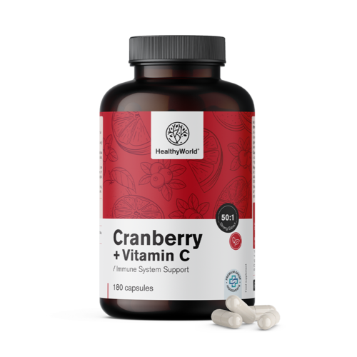 Estratto di mirtillo rosso con vitamina C, 180 capsule