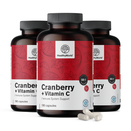 3x Estratto di mirtillo rosso con vitamina C, totale 540 capsule