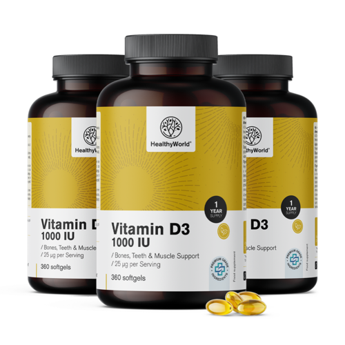 3x Vitamina D3 1000 U.I., totale 1080 capsule molli